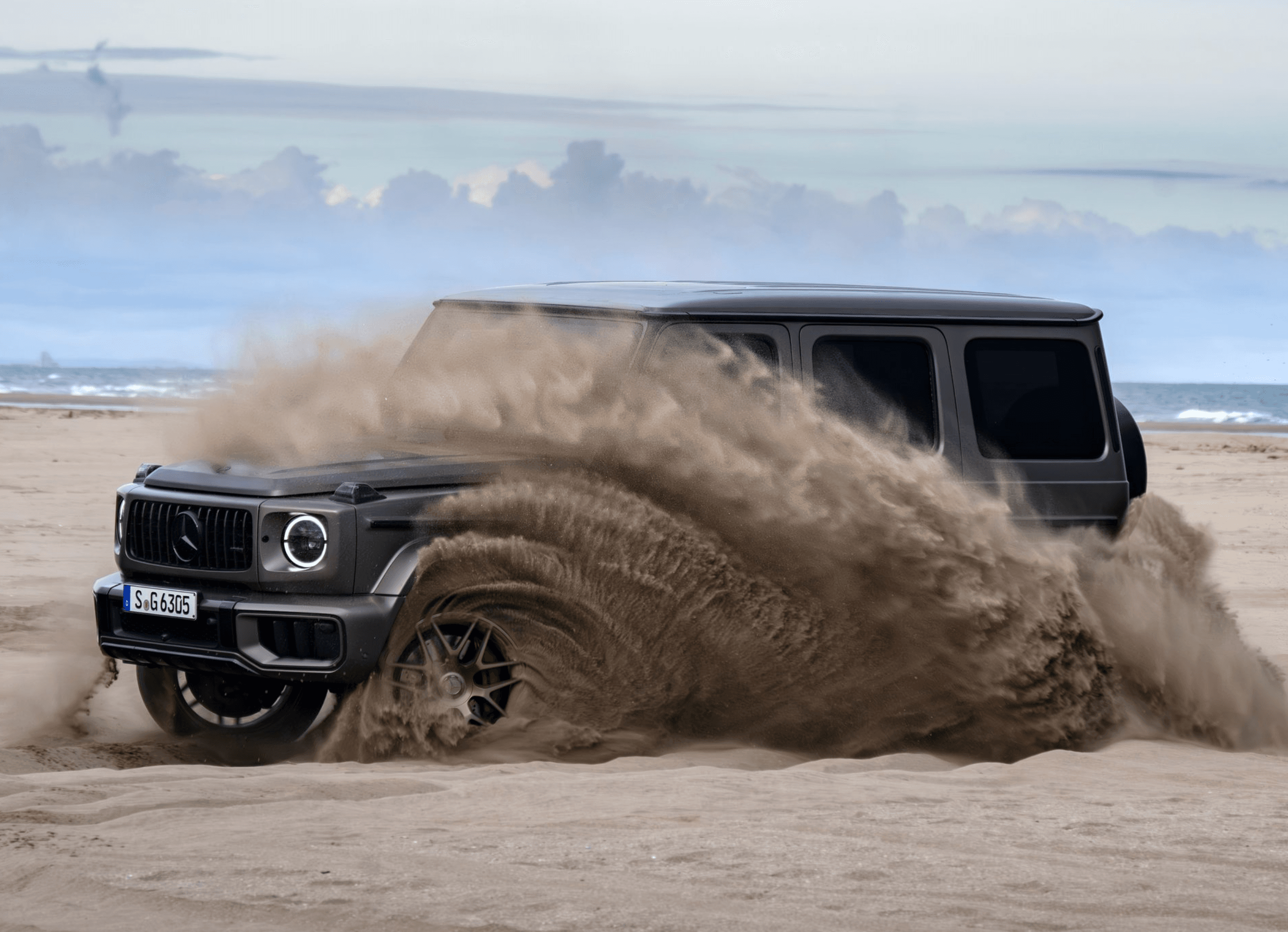Mercedes-AMG G63 auf der Straße, Dreiviertel-Frontansicht
